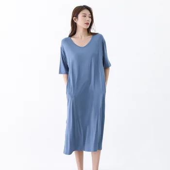 Modálne Nightgown Sexy Tvaru Sleepwear Ženy Odev Intímne Bielizeň Bežné Polovice Dĺžky Domáce Oblečenie Nightdress Oblečenie Pre Voľný Čas