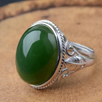 Prírodné green jade krúžky jaspis krúžok resizable s 925 sterling silver ring pre ženy krúžky jadeit jadeit šperky 925 krúžok