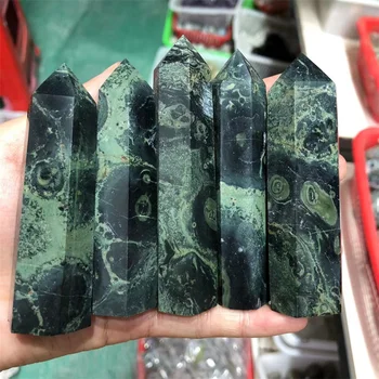 Prírodné Kamene Zelená Páva Oko Prútik Bod Polished Quartz Crystal Liečenie Reiki Kamene, Domáce Dekorácie