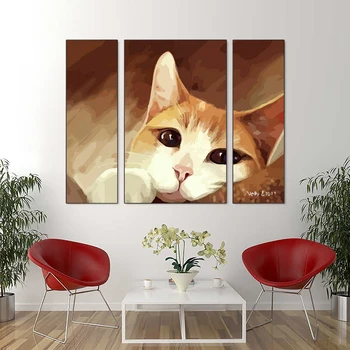 CHENISTORY 3KS Maľby Číslo Cute Cat Kresba Na Plátne Obrázky Podľa Čísla Zvierat Handpainted Súpravy Diy Domova