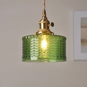 Nové elektrolyticky pokrývajú Zlato Zelená Sklenené Lustre Prívesok Svetlá Nočné Závesné Lampy Jednoduché LED Prívesok na Čítanie Droplight Loft Domova